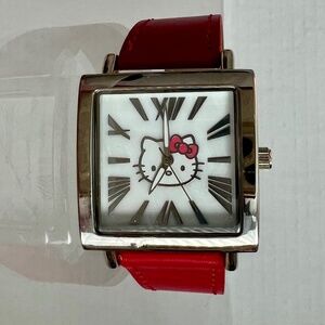 Sanrio Hello Kitty Square Watch Red Leather Band Coquette Kawaii Kid Core